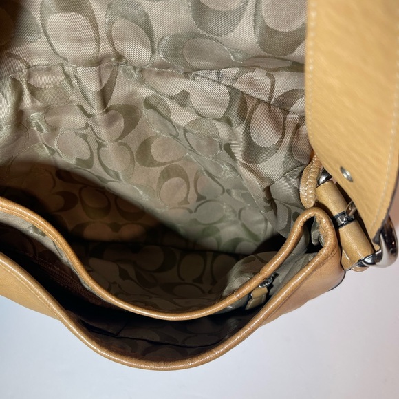 Coach Tan Leather Shoulder Bag with Silver Accents - Picture 9 of 12